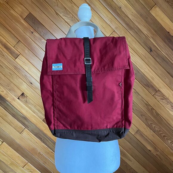 Toms Red Trekker Waxed Canvas Backpack - Picture 1 of 6